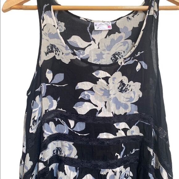 Free People Voile and Lace Trapeze Slip in Black/Grey Floral Size XS - Picture 6 of 7